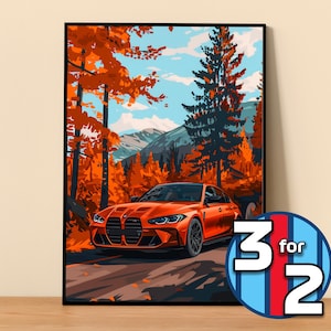 BMW Poster | M3 Wettbewerb G80 Poster #5013.0 | BMW Wanddekor | BMW Kunst Illustration | Geschenk für Ihn | Auto-Wand-Dekor | Geschenk für sie