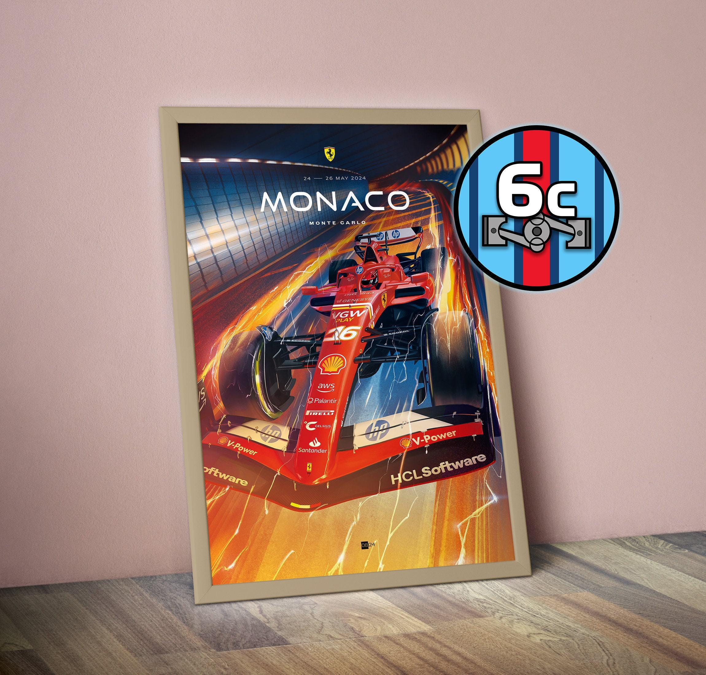 F1 モナコグランプリ フェラーリ 額装ポスター 1998 壁掛け マルボロ F1 モナコグランプリ フェラーリ 額装ポスター 1998 壁掛け マルボロ