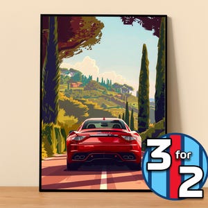 Maserati Poster | GranTurismo Poster #5150.5 | Maserati Wall Decor | Maserati Art Illustration | Gift for Him | Car Wall Decor Gift For Her