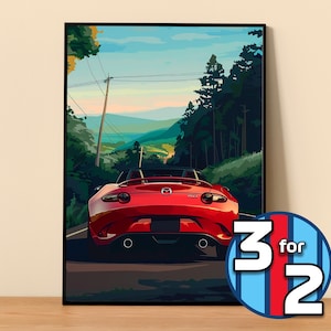 Mazda Poster | MX-5 ND Poster #5251.5 | JDM Wall Decor | Jdm Art Illustration | Gift for Him | Car Wall Decor Gift For Her