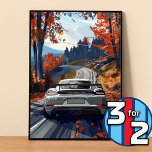 Porsche Poster | 718 Cayman GT4 Poster #5092.2 | Porsche Wall Decor | Porsche Art Illustration | Gift for Him | Car Wall Decor  Gift For Her
