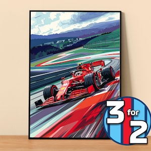 Ferrari F1 Poster #F1020 | Scuderia Ferrari Print | F1 Poster | Formula 1 Poster | F1 Wall Decor | Formula 1 Gift |