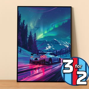 Cartel de Nissan / Cartel GT-R R35 #8200.1 / Decoración de pared JDM / Ilustración de arte JDM / Regalo para él / Regalo de decoración de pared de coche para ella