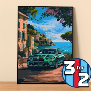 BMW Poster | M3 Wettbewerb G80 Plakat #9013.3 | BMW Wanddekor | BMW Kunst Illustration | Geschenk für Ihn | Auto-Wand-Dekor | Geschenk für sie
