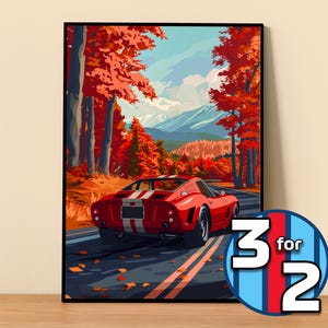 Cartel de Ferrari / Cartel de 250 GTO #5106.5 / Decoración de pared de Ferrari / Ilustración de arte de Ferrari / Regalo para él / Decoración de pared de coche / Regalo para ella