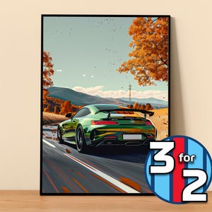 Mercedes Poster | AMG GT-R Poster #5000.6 | Mercedes Wall Decor | Mercedes Art Illustration | Gift for Him | Car Wall Decor | Gift For Her