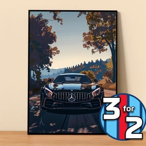 Mercedes Poster | AMG GT-R Poster #5000.3 | Mercedes Wall Decor | Mercedes Art Illustration | Gift for Him | Car Wall Decor | Gift For Her