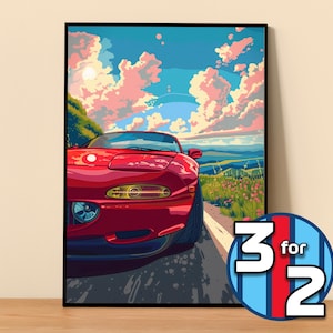 Mazda Poster | Miata MX-5 NA Poster #5251.2 | JDM Wall Decor | Jdm Art Illustration | Gift for Him | Car Wall Decor Gift For Her
