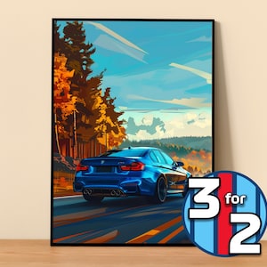BMW Poster | M3 Competition F80 Poster #5013.15 | BMW Wall Decor | BMW Art Illustration | Gift for Him | Car Wall Decor | Gift For Her