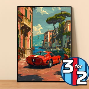 Cartel de Ferrari / Cartel de 250 GTO #9106.1 / Decoración de pared de Ferrari / Ilustración de arte de Ferrari / Regalo para él / Decoración de pared de coche / Regalo para ella