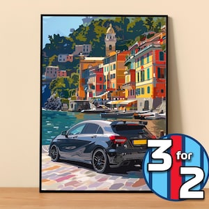 Mercedes Poster | A45 AMG Poster #9002.1 | Mercedes Wall Decor | Mercedes Art Illustration | Gift for Him | Car Wall Decor Gift For Her