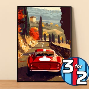 Ferrari Poster | 250 GTO Poster #5106.4 | Ferrari Wall Decor | Ferrari Art Illustration | Gift for Him | Car Wall Decor | Gift For Her