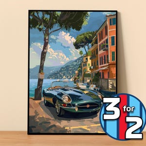 Poster Jaguar | Affiche type E #9422.1 | Décoration murale Jaguar | Illustration d&#39;art Jaguar | Cadeau pour lui | Cadeau de décoration murale de voiture pour elle