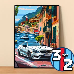Mercedes Poster | C63 Kompressor AMG Poster #9001.2 | Mercedes Wall Decor | Mercedes Art Illustration | Gift for Him | Gift For Her