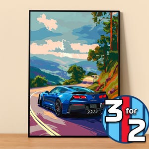 Chevrolet Poster | Corvette Z06 C7 Poster #5320.1 | Corvette Wall Decor | Corvette Art Illustration | Gift for Him | Gift For Her