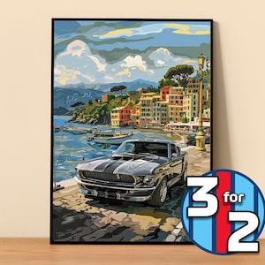 Ford Poster | Mustang Shelby GT500 Poster #9301.0 | Ford Wall Decor | Ford Art Illustration | Gift for Him | Car Wall Decor | Gift For Her