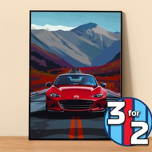 Mazda Poster | MX-5 ND Poster #5251.3 | JDM Wall Decor | Jdm Art Illustration | Gift for Him | Car Wall Decor Gift For Her