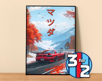 Mazda Poster | RX-7 FD Poster #7250.0 | JDM Wall Decor | Jdm Art Illustration | Gift for Him | Car Wall Decor Gift For Her
