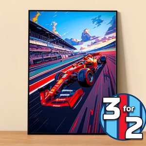 Ferrari F1 Poster #F1002 | Scuderia Ferrari Print | F1 Poster | Formula 1 Poster | F1 Wall Decor | Formula 1 Gift |
