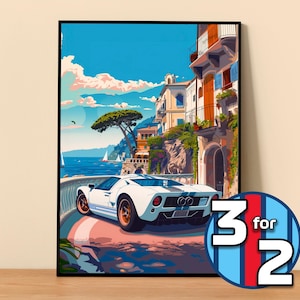 Ford Poster | Ford GT40 Poster #9300.1 | Ford Wall Decor | Ford Art Illustration | Gift for Him | Car Wall Decor | Gift For Her