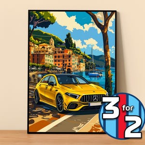 Mercedes Poster | A45 S AMG Poster #9002.2 | Mercedes Wall Decor | Mercedes Art Illustration | Gift for Him | Car Wall Decor Gift For Her