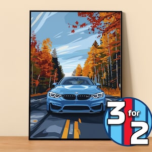 BMW Poster | M3 Competition F80 Poster #5013.13 | BMW Wall Decor | BMW Art Illustration | Gift for Him | Car Wall Decor | Gift For Her