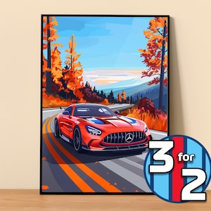 Mercedes Poster | AMG GT Black Series Poster #5000.2 | Mercedes Decor | Mercedes Art Illustration | Gift for Him Car Wall Decor Gift For Her