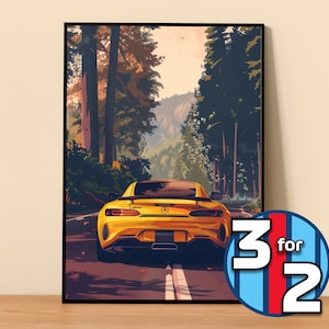 Mercedes Poster | AMG GT-R Poster #5000.7 | Mercedes Wall Decor | Mercedes Art Illustration | Gift for Him | Car Wall Decor | Gift For Her