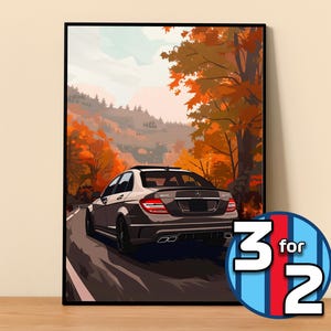 Mercedes Poster | C63 Kompressor AMG Poster #5001.2 | Mercedes Wall Decor | Mercedes Art Illustration | Gift for Him | Gift For Her
