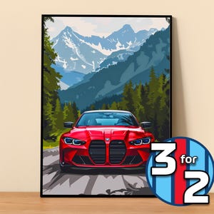BMW Poster | M3 Wettbewerb G80 Poster #5013.0 | BMW Wanddekor | BMW Kunst Illustration | Geschenk für Ihn | Auto-Wand-Dekor | Geschenk für sie