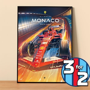 フェラーリ ポスター プリント | モナコ GP 2024 モンテカルロ プリント | F1 ポスター | グランプリ レース ポスター | F1 壁装飾 | フォーミュラ 1 ギフト |