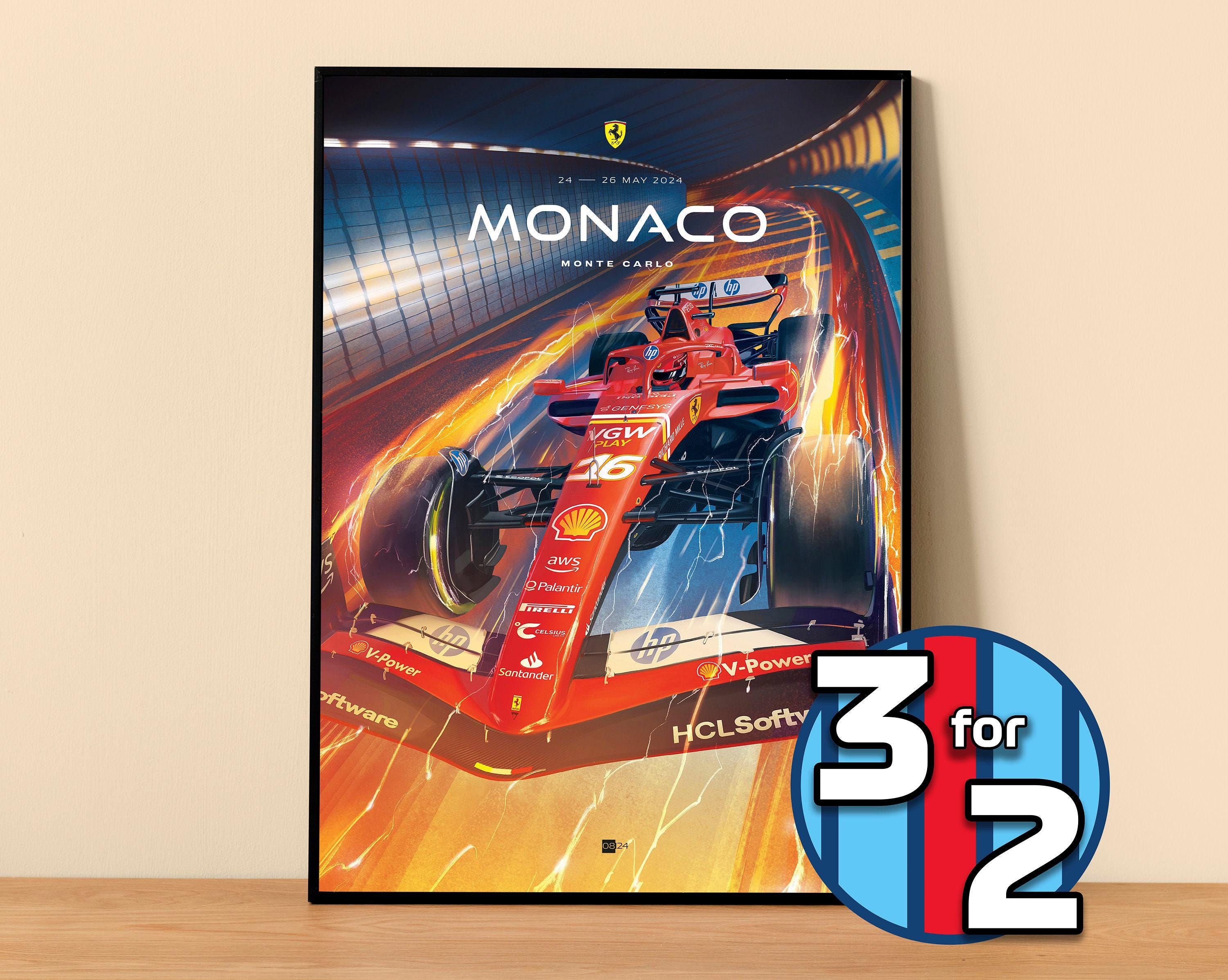 F1 モナコグランプリ フェラーリ 額装ポスター 2000 壁掛け マルボロ