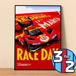 Ferrari Poster Print | 1000 Miles of Sebring 2023 Poster | WEC Poster | Ferrari Wall Decor | WEC Wall Decor | LMh Poster | Ferrari Decor