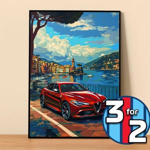 Alfa Romeo Poster | Giulia Quadrifoglio Poster #9110.0 | Alfa Romeo Wall Decor | Alfa Romeo Art Illustration | Gift for Him | Gift For Her