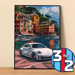 Volkswagen Poster | Beetle R Line Poster #9021.1 | VW Wall Decor | VW Art Illustration | Gift for Him | Car Wall Decor | Gift For Her