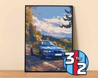 Póster de BMW / Póster M3 E46 n.º 5013.19 / Decoración de pared de BMW / Ilustración artística de BMW / Regalo para él / Decoración de pared de automóvil / Regalo para ella