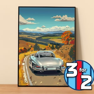 Mercedes Poster | 300SL Poster #5003.3 | Mercedes Wall Decor | Mercedes Art Illustration | Gift for Him | Car Wall Decor Gift For Her