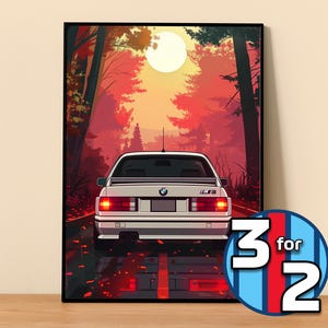 BMW Poster | M3 E30 Poster #5013.10 | BMW Wall Decor | BMW Art Illustration | Gift for Him | Car Wall Decor | Gift For Her