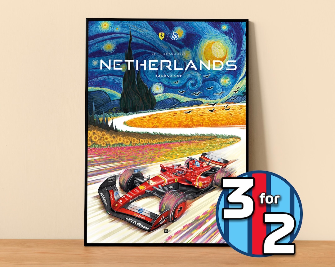 Ferrari Poster Print | Dutch GP 2024 Zandvoort Print | F1 Poster