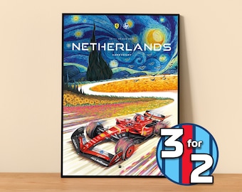 Ferrari Poster Print | Dutch GP 2024 Zandvoort Print | F1 Poster | Grand Prix Race Poster | F1 Wall Decor | Formula 1 Gift |