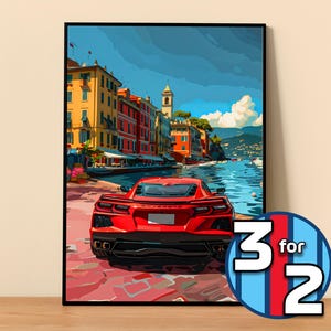 Poster Chevrolet / Corvette Stingray C8 Poster #9320.3 / Decorazione da parete Corvette / Illustrazione d'arte Corvette / Regalo per lui / Regalo per lei