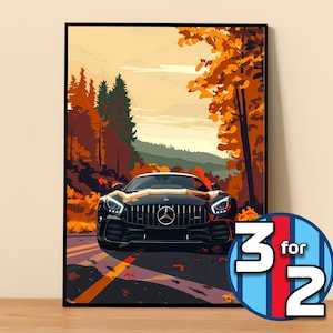 Mercedes Poster | AMG GT-R Poster #5000.5 | Mercedes Wall Decor | Mercedes Art Illustration | Gift for Him | Car Wall Decor | Gift For Her