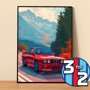 BMW Poster | M3 E30 Poster #5013.9 | BMW Wall Decor | BMW Art Illustration | Gift for Him | Car Wall Decor | Gift For Her