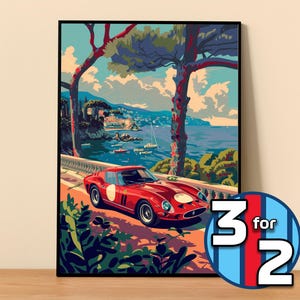Póster de Ferrari / Póster de 250 GTO n.° 9106.0 / Decoración de pared de Ferrari / Ilustración artística de Ferrari / Regalo para él / Decoración de pared de automóvil / Regalo para ella