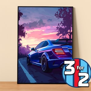 Mercedes Poster | C63 Kompressor AMG Poster #5001.3 | Mercedes Wall Decor | Mercedes Art Illustration | Gift for Him | Gift For Her