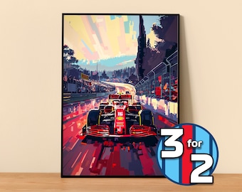 Ferrari F1 Poster #F1003 | Scuderia Ferrari Print | F1 Poster | Formula 1 Poster | F1 Wall Decor | Formula 1 Gift |