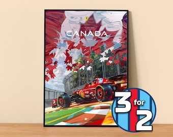 Ferrari Poster Print | Canadian GP 2024 Montreal Poster | F1 Poster | Grand Prix Race Poster | F1 Wall Decor | Formula 1 Gift |