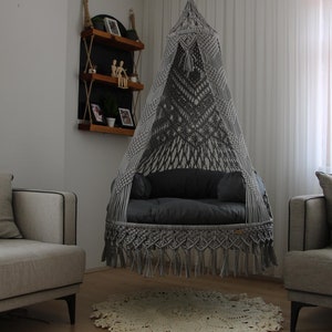 Handmade Macrame Swing Chair: Boho Indoor/Outdoor Decor