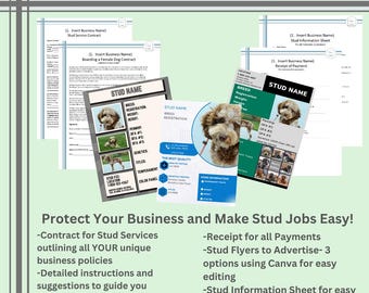 Stud Dog Contracts, Advertising Flyers, Information Sheets, and MORE!