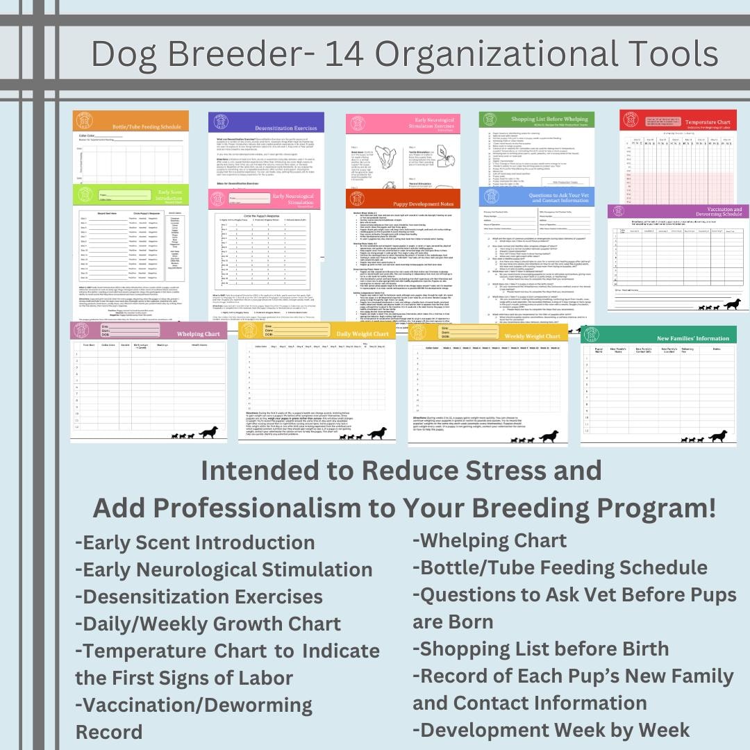 Puppy Whelping Charts: Dog Breeding & Newborn Care (14 Charts) - Etsy